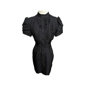 Bebe Womens black dress short sleeve side pockets with belt
